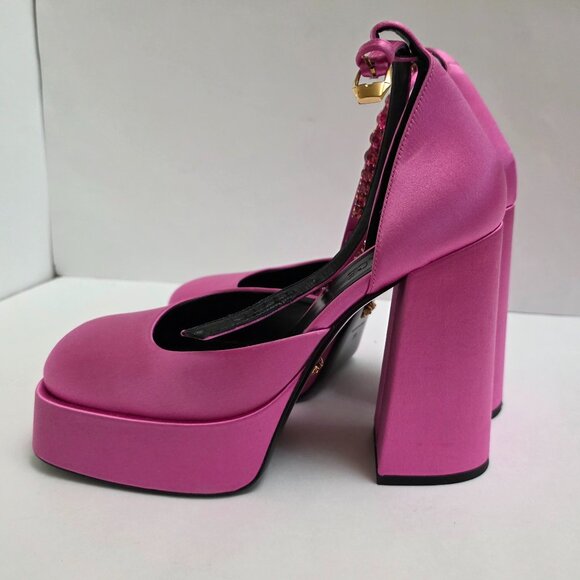 Versace Medusa Aevitas Satin Crystal-Embellished Platform Pumps - Picture 6 of 16